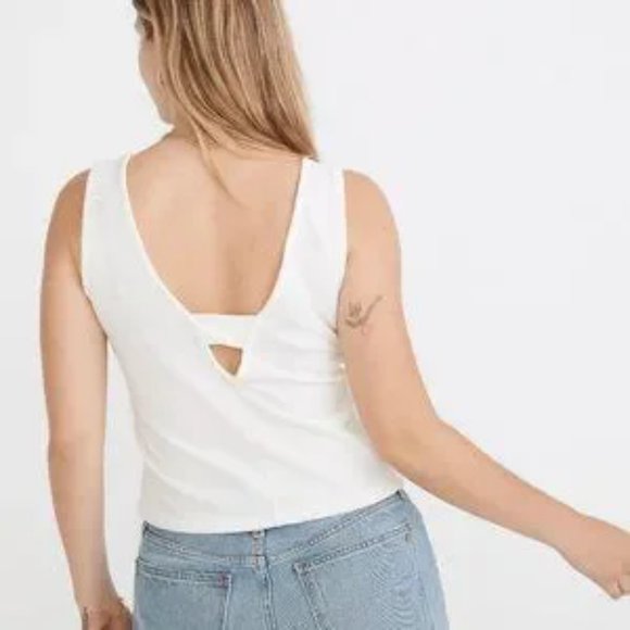 NWT MADEWELL Peekaboo Back Crop Organic Cotton Tank Top XL - Picture 2 of 12